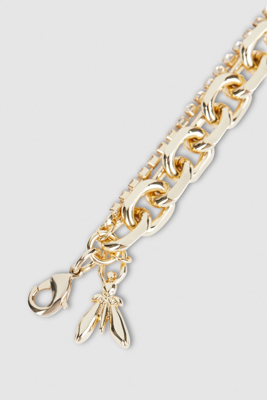 Patrizia Pepe Fly Diamond Brass Chain Bracelet Złote | 4807PEWJH