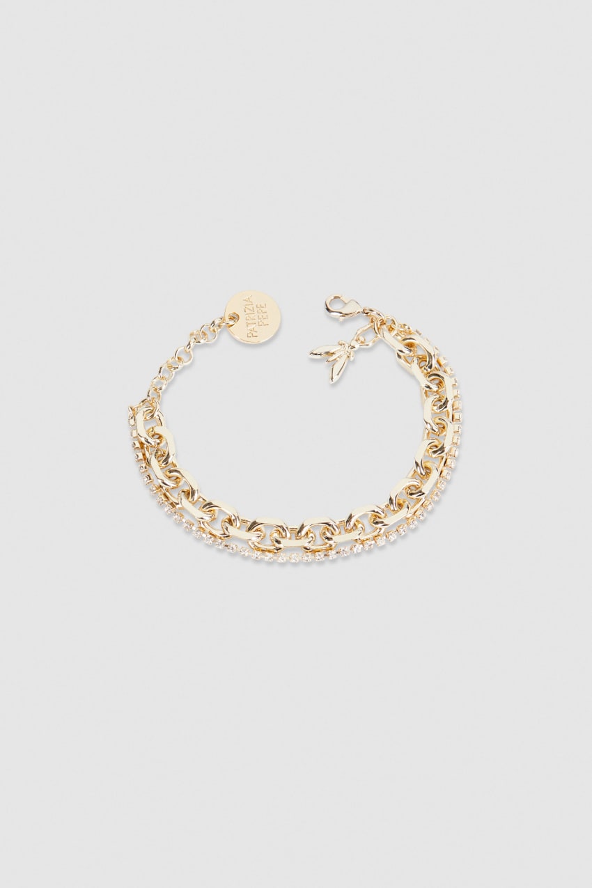 Patrizia Pepe Fly Diamond Brass Chain Bracelet Złote | 4807PEWJH