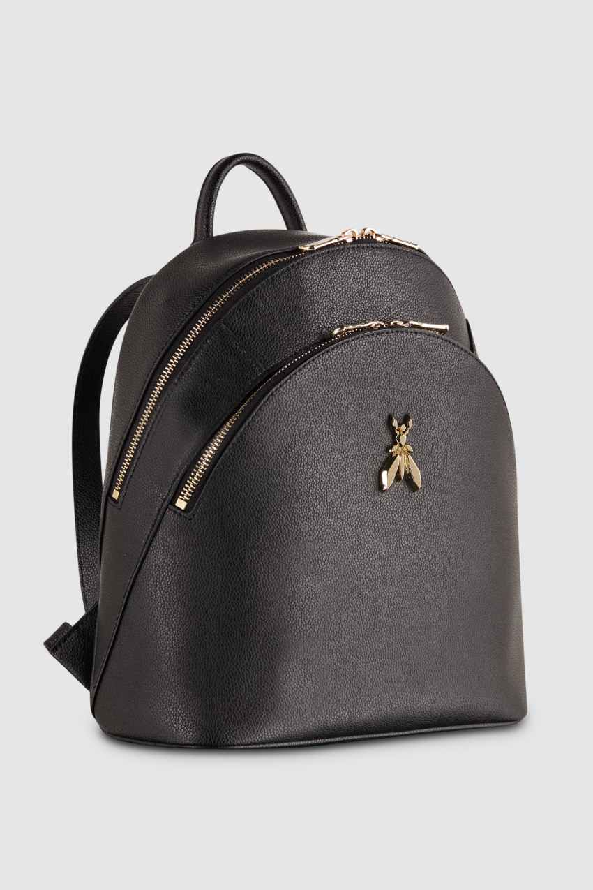 Patrizia Pepe Fly Leather Backpack With Double Pocket Czarne | 4596BEPWK