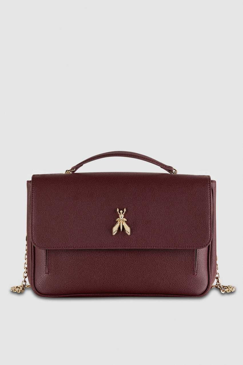 Patrizia Pepe Fly Leather Shoulder Bag With Chain Fioletowe | 1695PBHOA