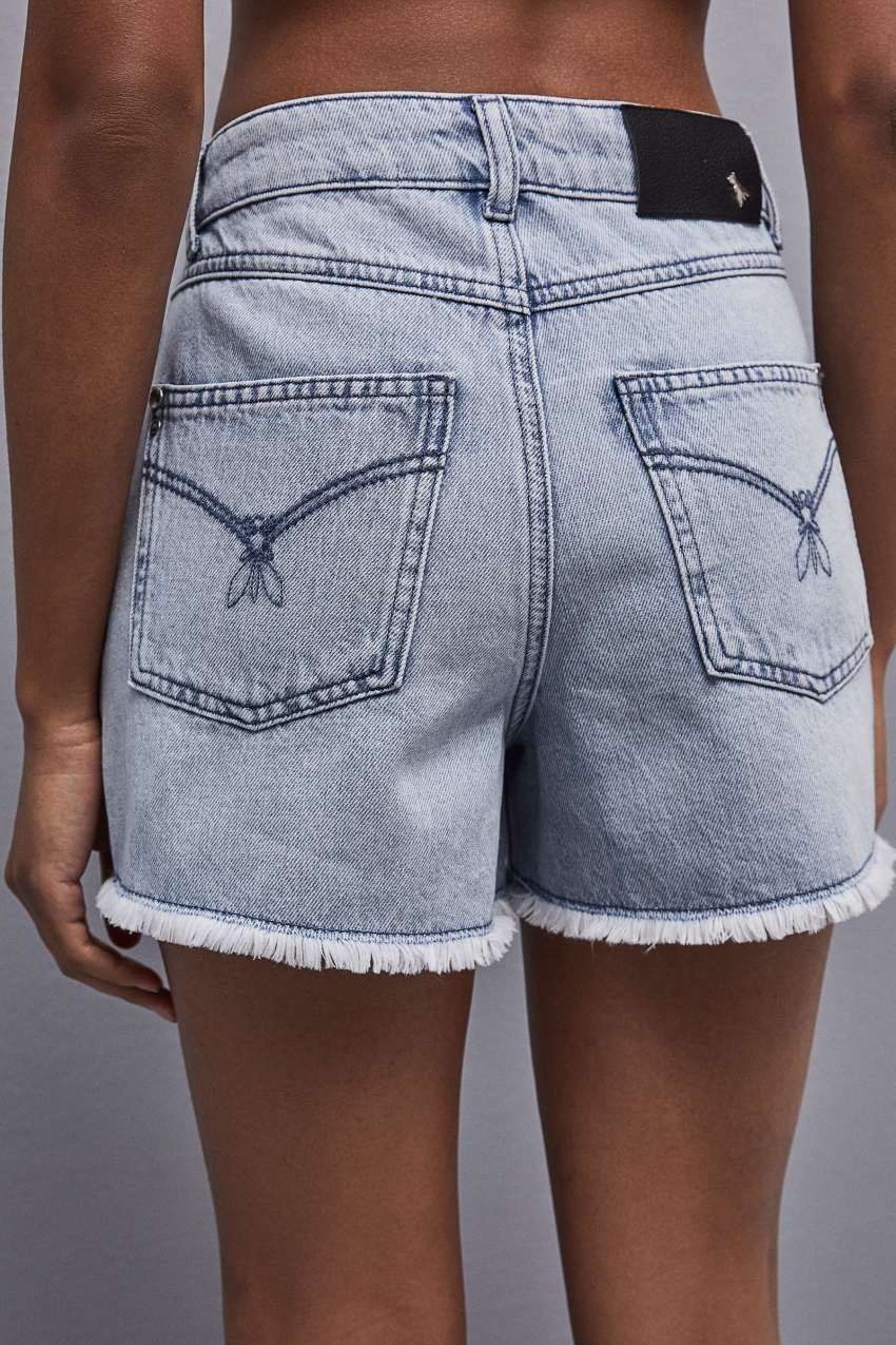 Patrizia Pepe Frayed Denim Shorts Głęboka Niebieskie | 5340XQUBM