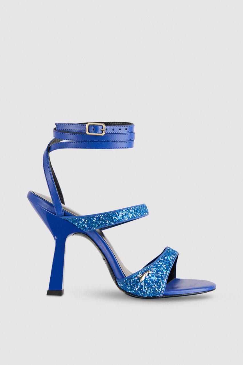 Patrizia Pepe Glitter-coated Fabric Heeled Sandal Niebieskie | 8759LVFNJ