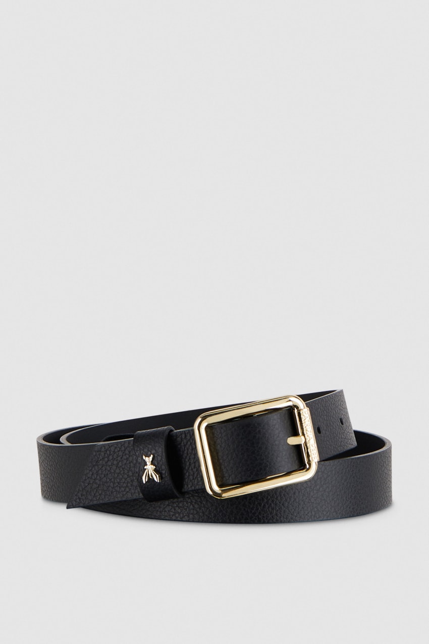 Patrizia Pepe Hammered Leather Low-waist Belt Czarne | 9520HRYAG