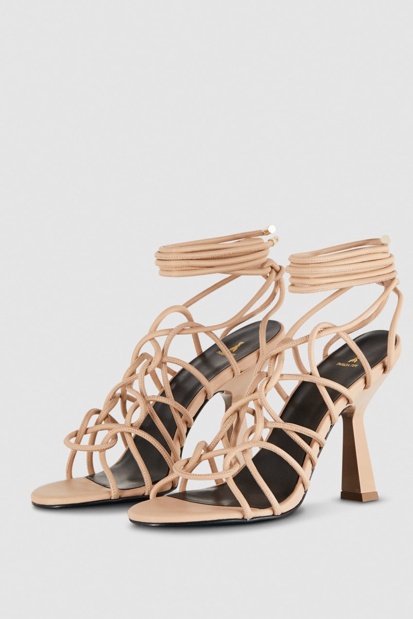 Patrizia Pepe Heeled Ankle Sandals Beżowe | 3041MVFNA