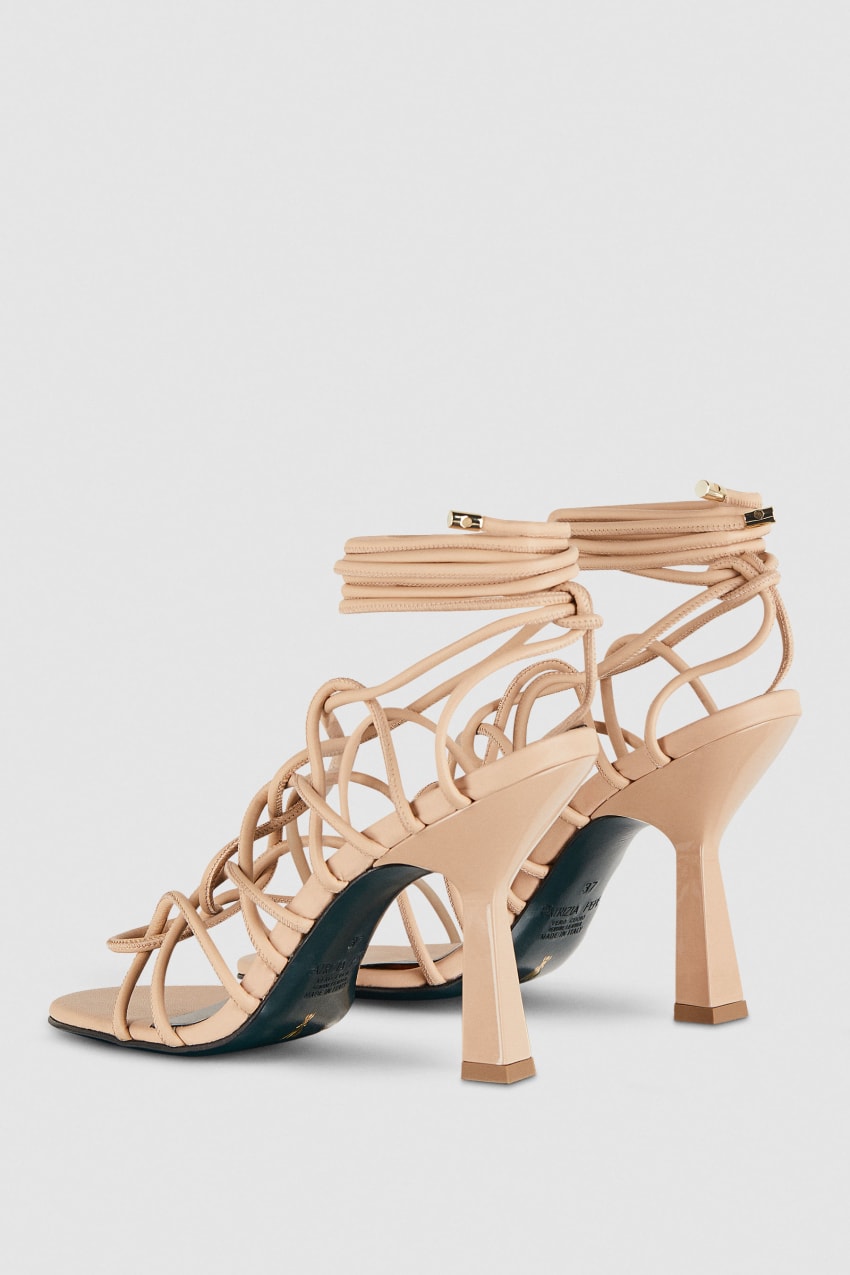 Patrizia Pepe Heeled Ankle Sandals Beżowe | 3041MVFNA