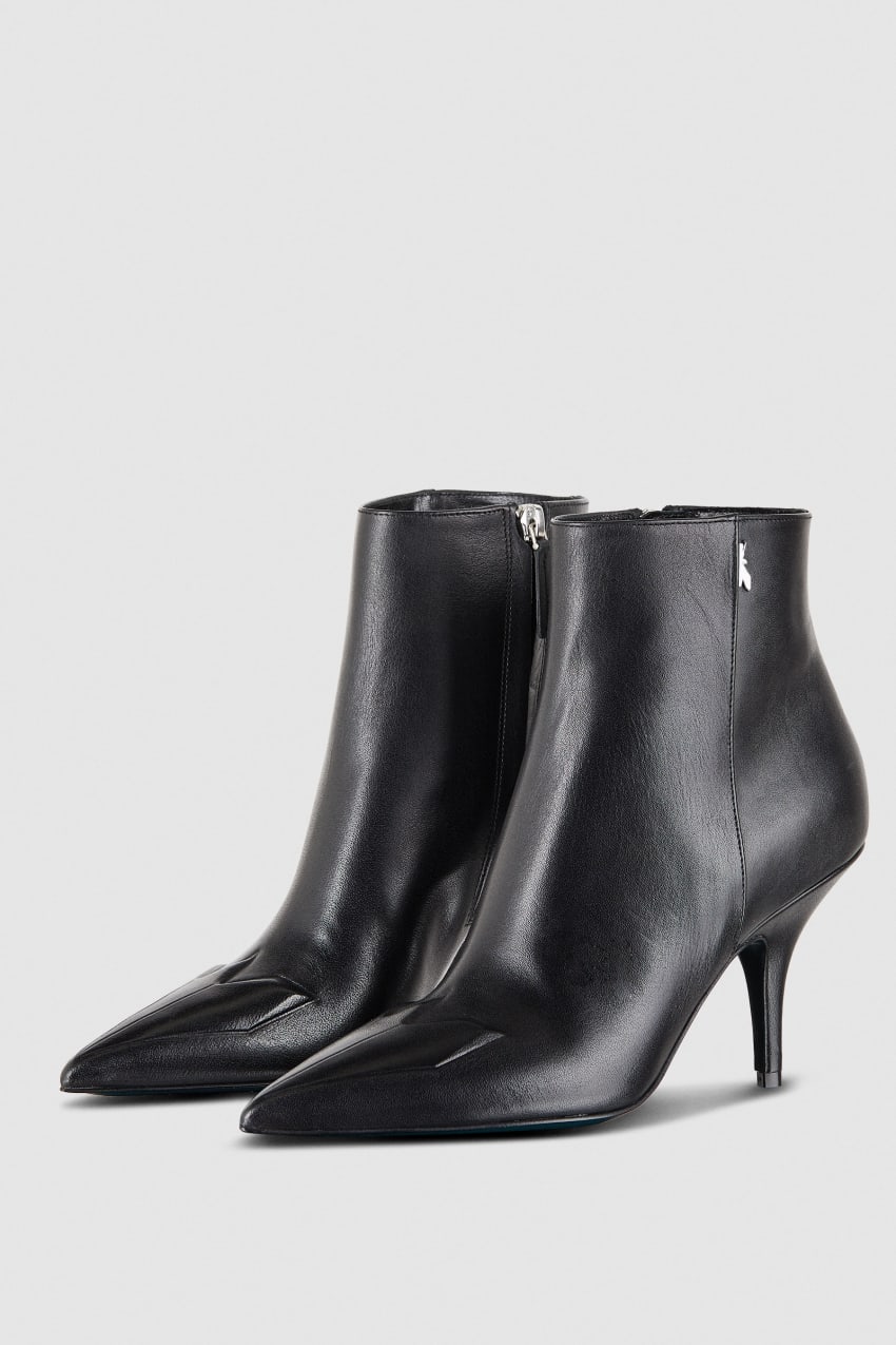 Patrizia Pepe Heeled Leather Ankle Boots Czarne | 4537BCRSJ