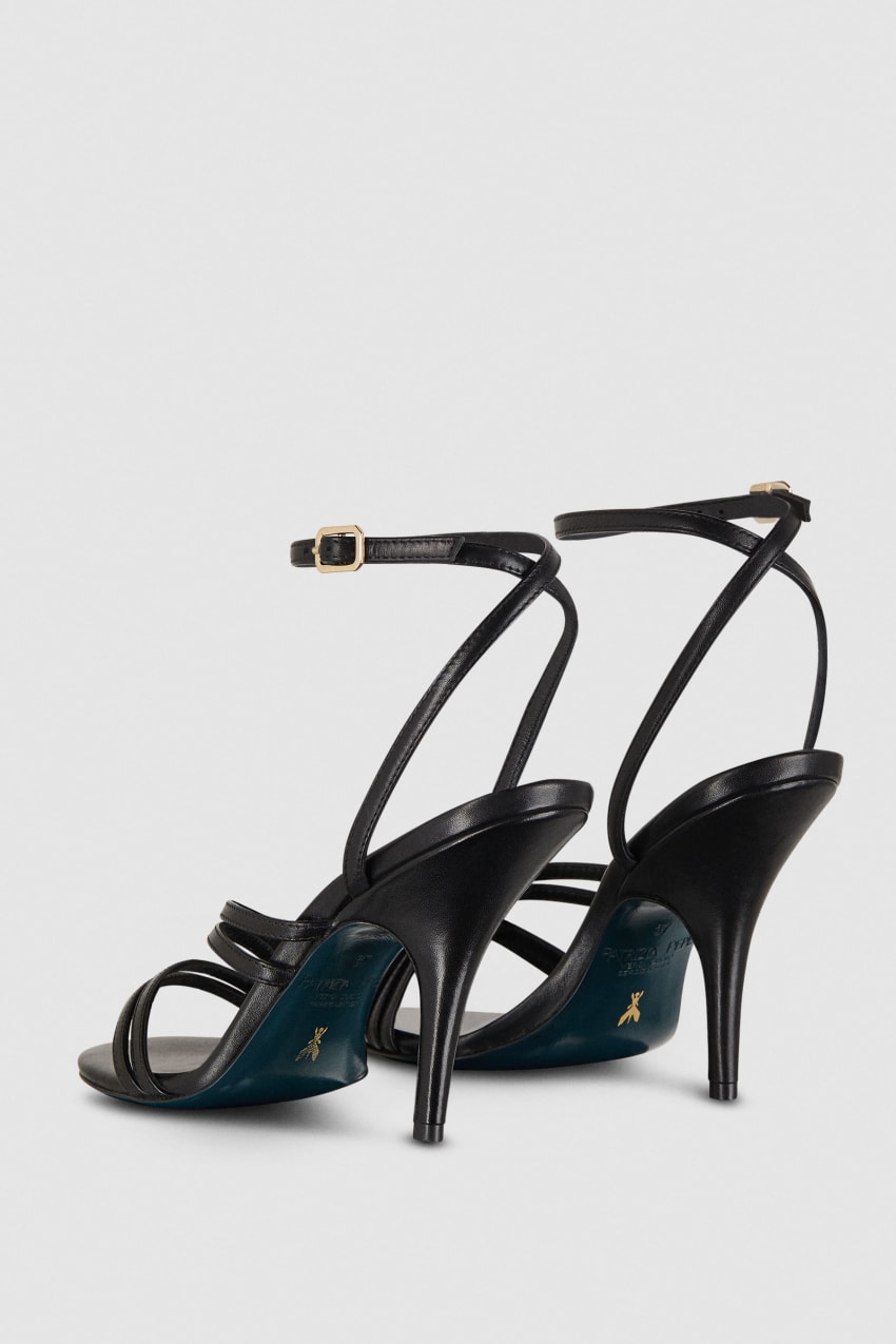 Patrizia Pepe Heeled Leather Sandals Czarne | 2867YKJWU