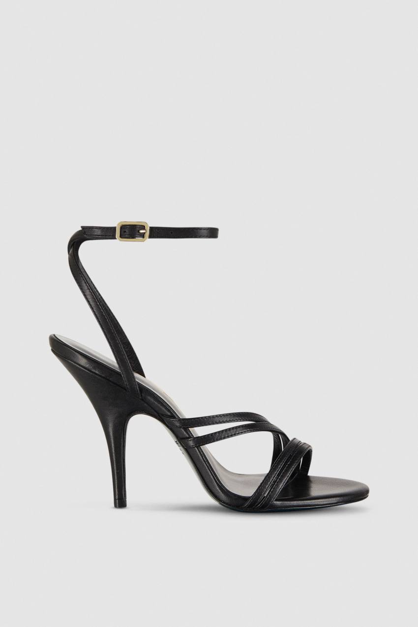 Patrizia Pepe Heeled Leather Sandals Czarne | 2867YKJWU