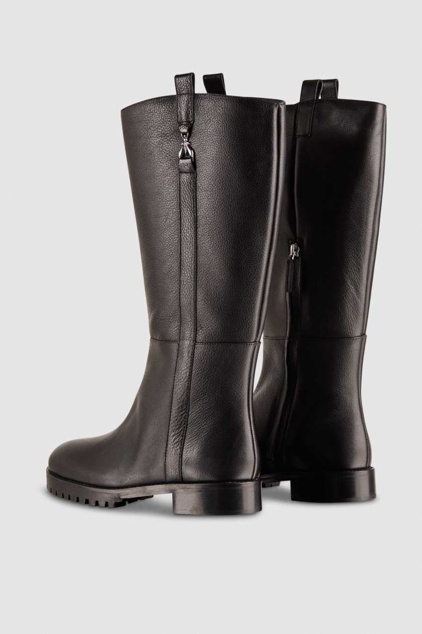 Patrizia Pepe High Nappa Leather Boots With Zipper Czarne | 0315XFPVG