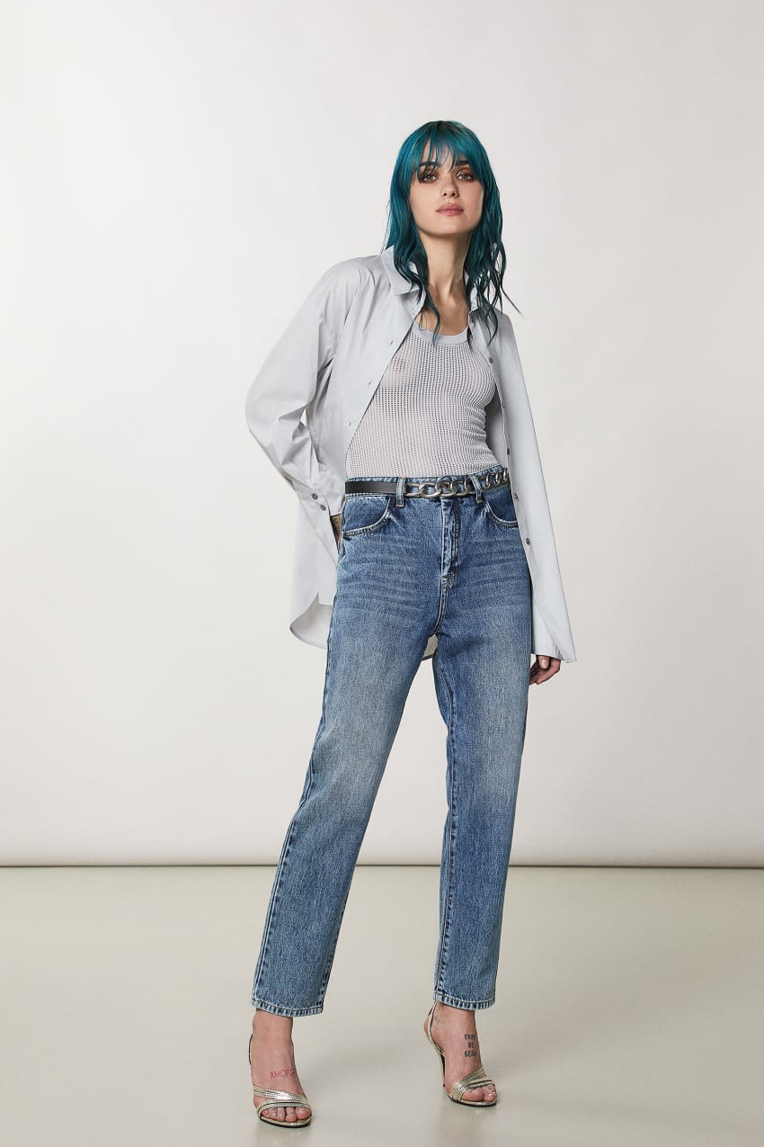 Patrizia Pepe High Waist Denim Pants Niebieskie | 7284HKJWT