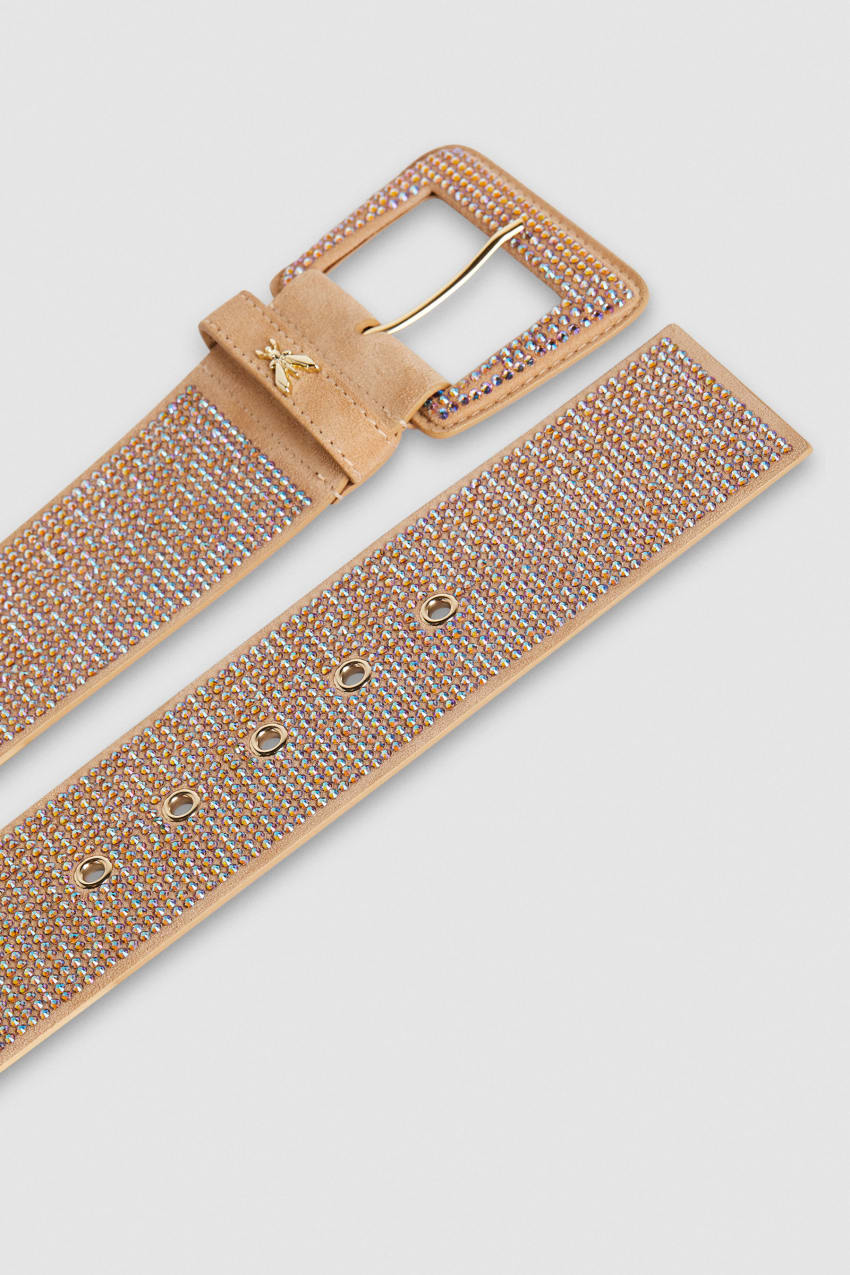 Patrizia Pepe High-waisted Belt With Rhinestones Różowe | 8920HDYBL