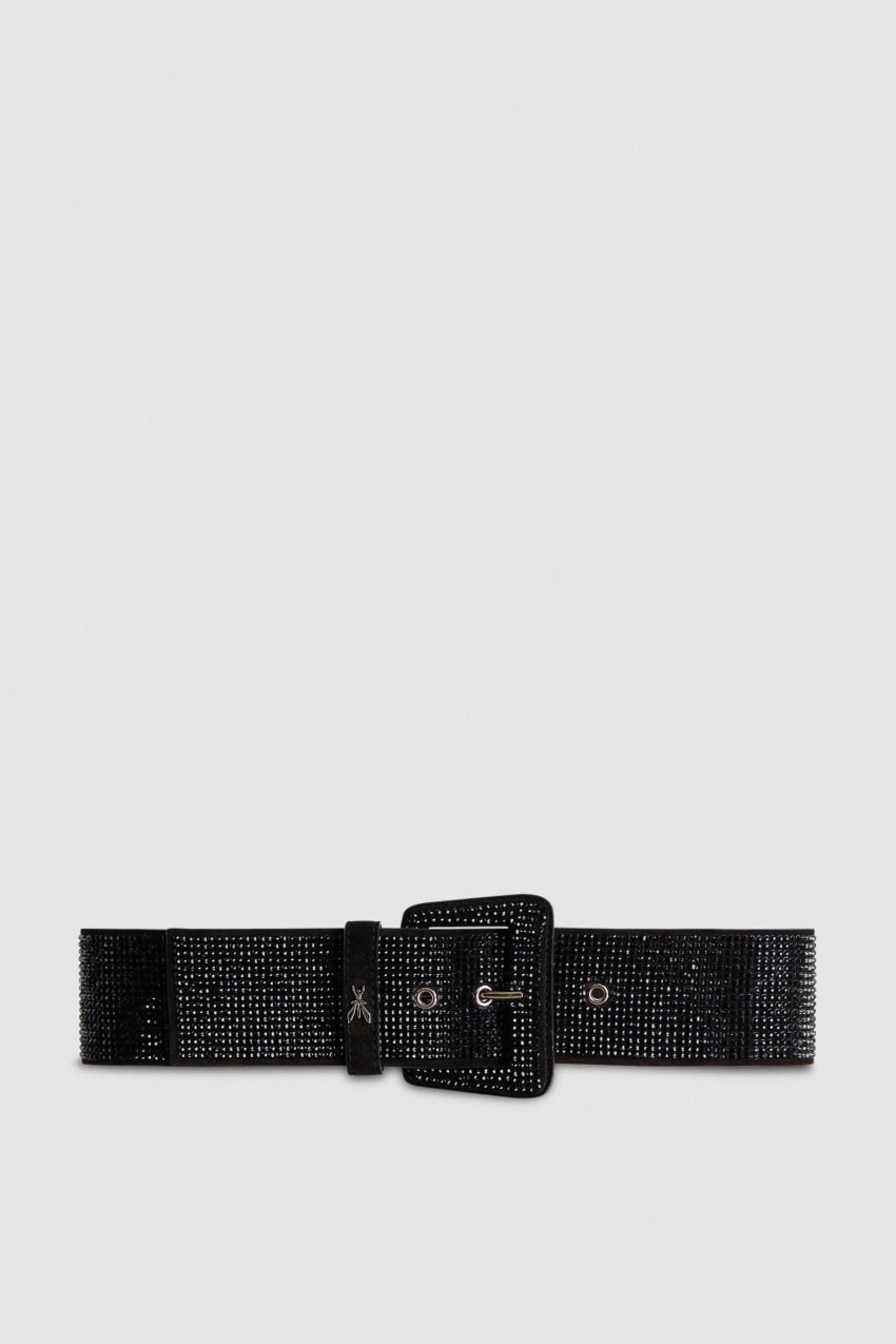 Patrizia Pepe High-waisted Belt With Rhinestones Czarne | 1057YMNZD