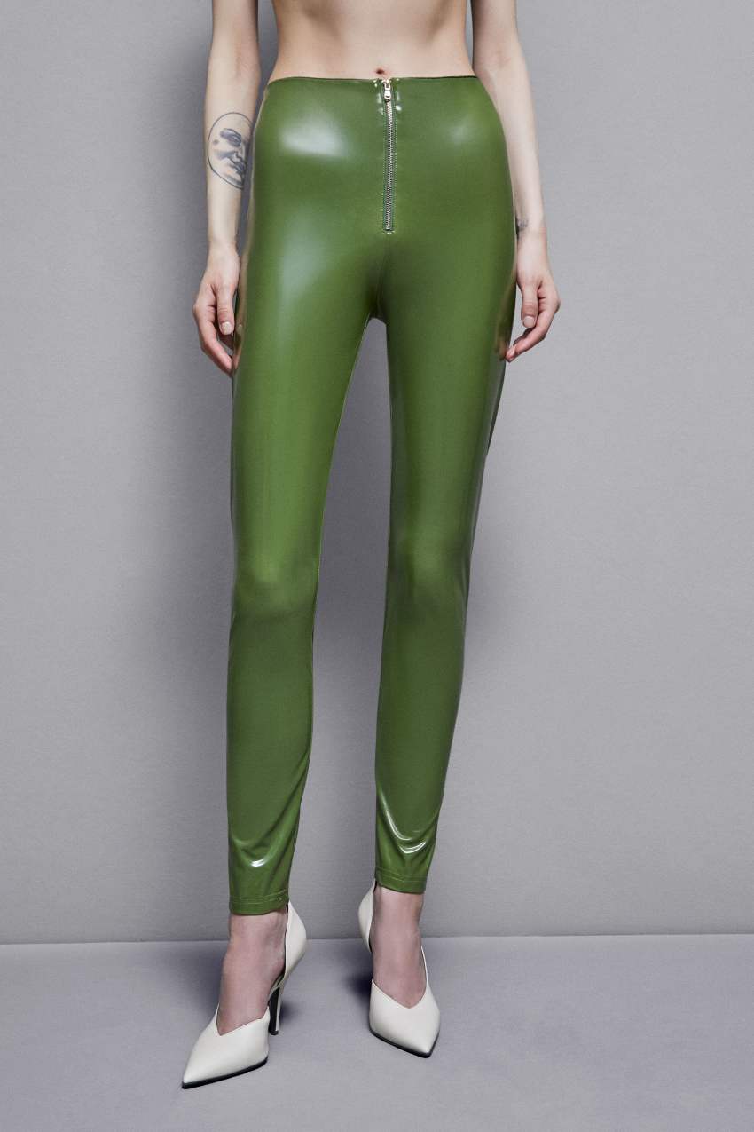 Patrizia Pepe High-waisted Faux Leather Leggings Zielone | 9543MSATV