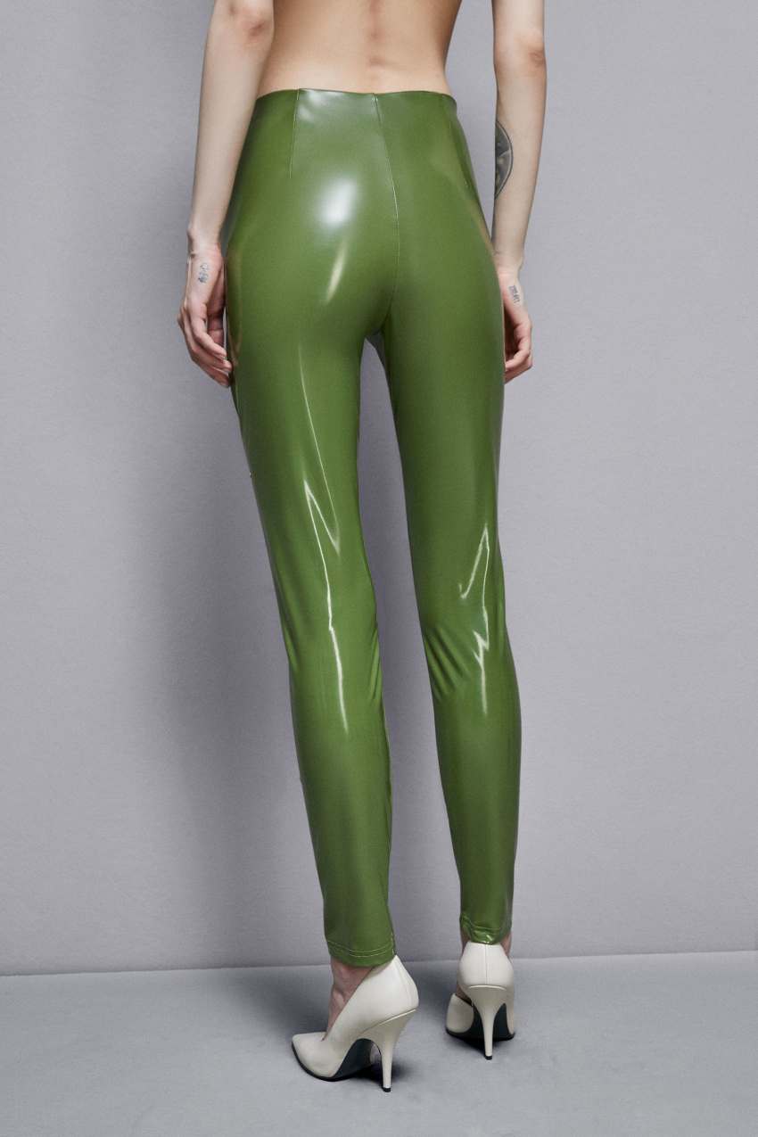 Patrizia Pepe High-waisted Faux Leather Leggings Zielone | 9543MSATV