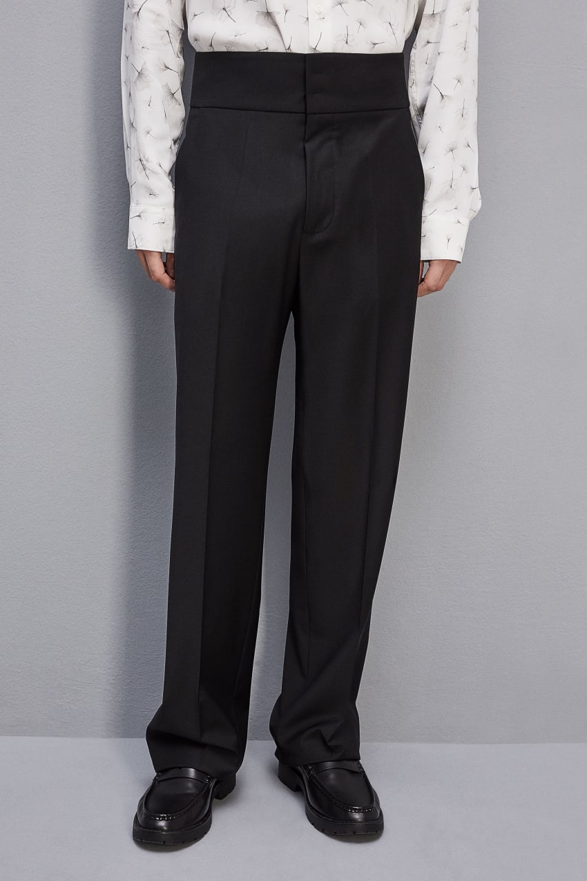 Patrizia Pepe High-waisted Pants In Cool Wool Czarne | 8509JAEFW