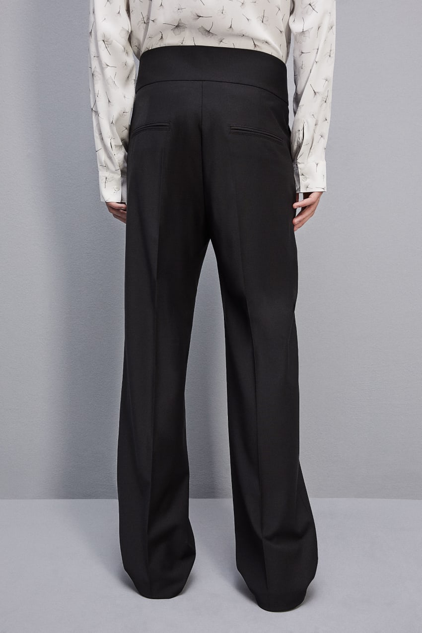 Patrizia Pepe High-waisted Pants In Cool Wool Czarne | 8509JAEFW