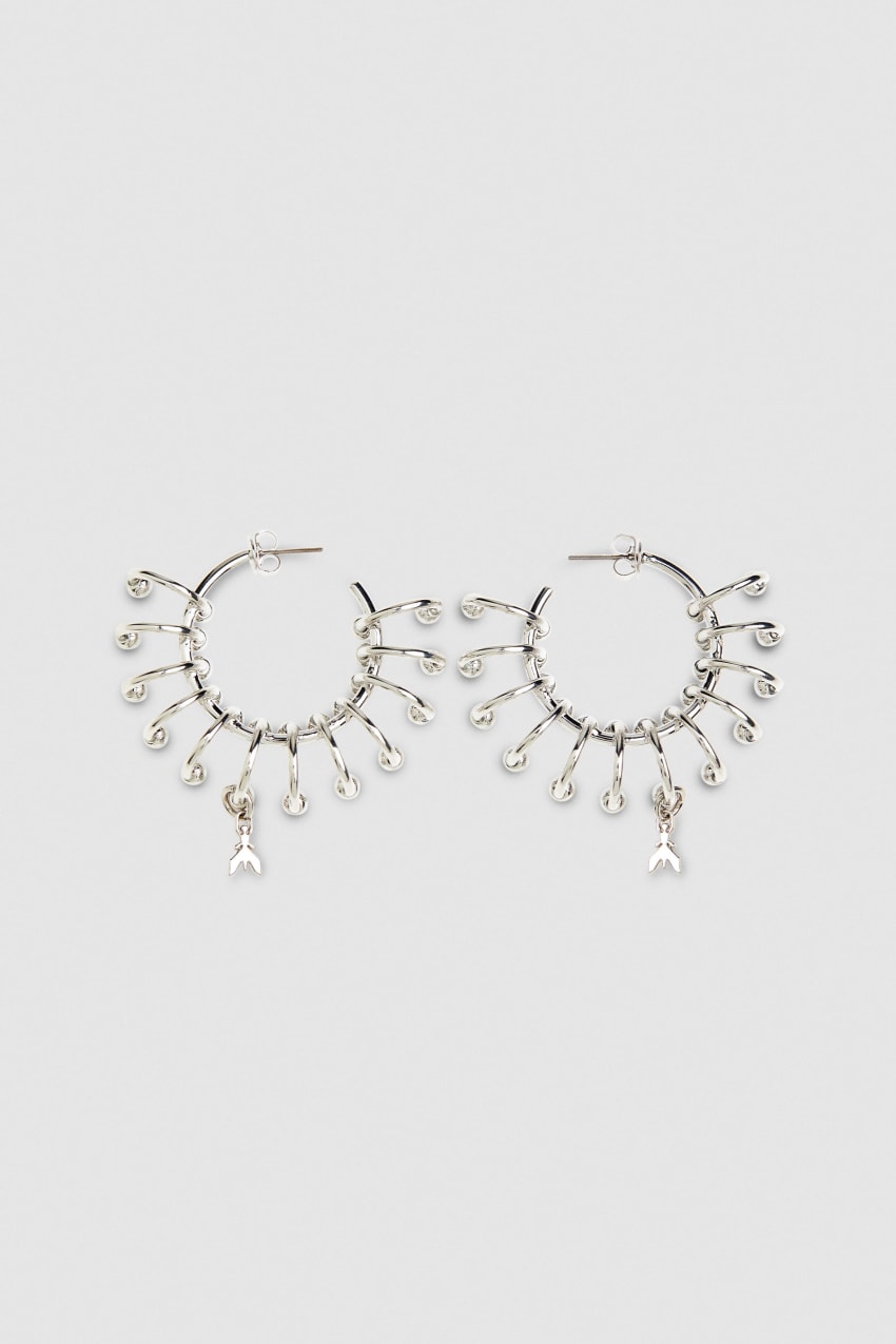 Patrizia Pepe Hoop Earrings With Rings Srebrne | 2506JKPQN