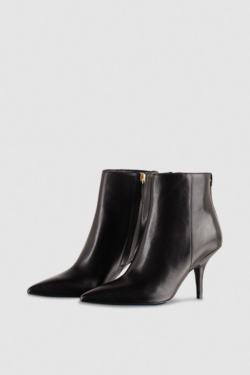 Patrizia Pepe Leather Ankle Boots Czarne | 8405AQGJM