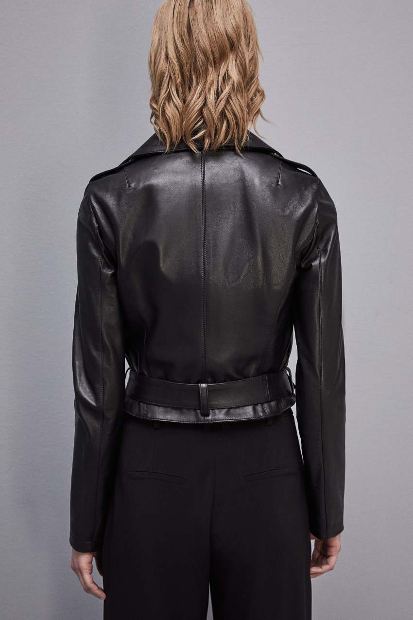 Patrizia Pepe Leather Biker Jacket Czarne | 1859MXEIV