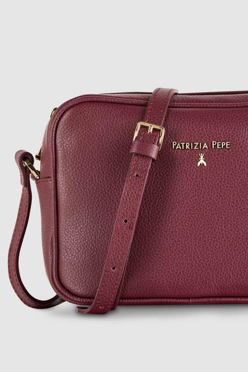 Patrizia Pepe Leather Camera Bag With Inside Pocket Fioletowe | 1390HACJT