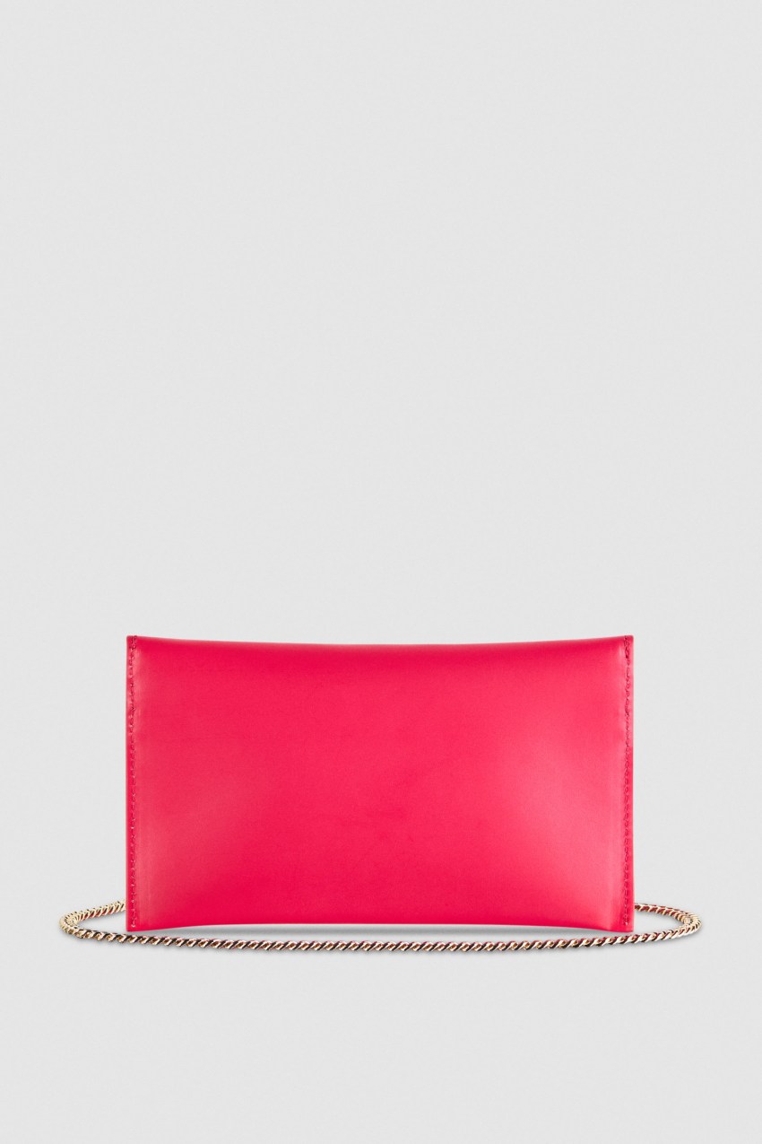 Patrizia Pepe Leather Clutch Bag With Chain Shoulder Strap Różowe | 8167MCAOW