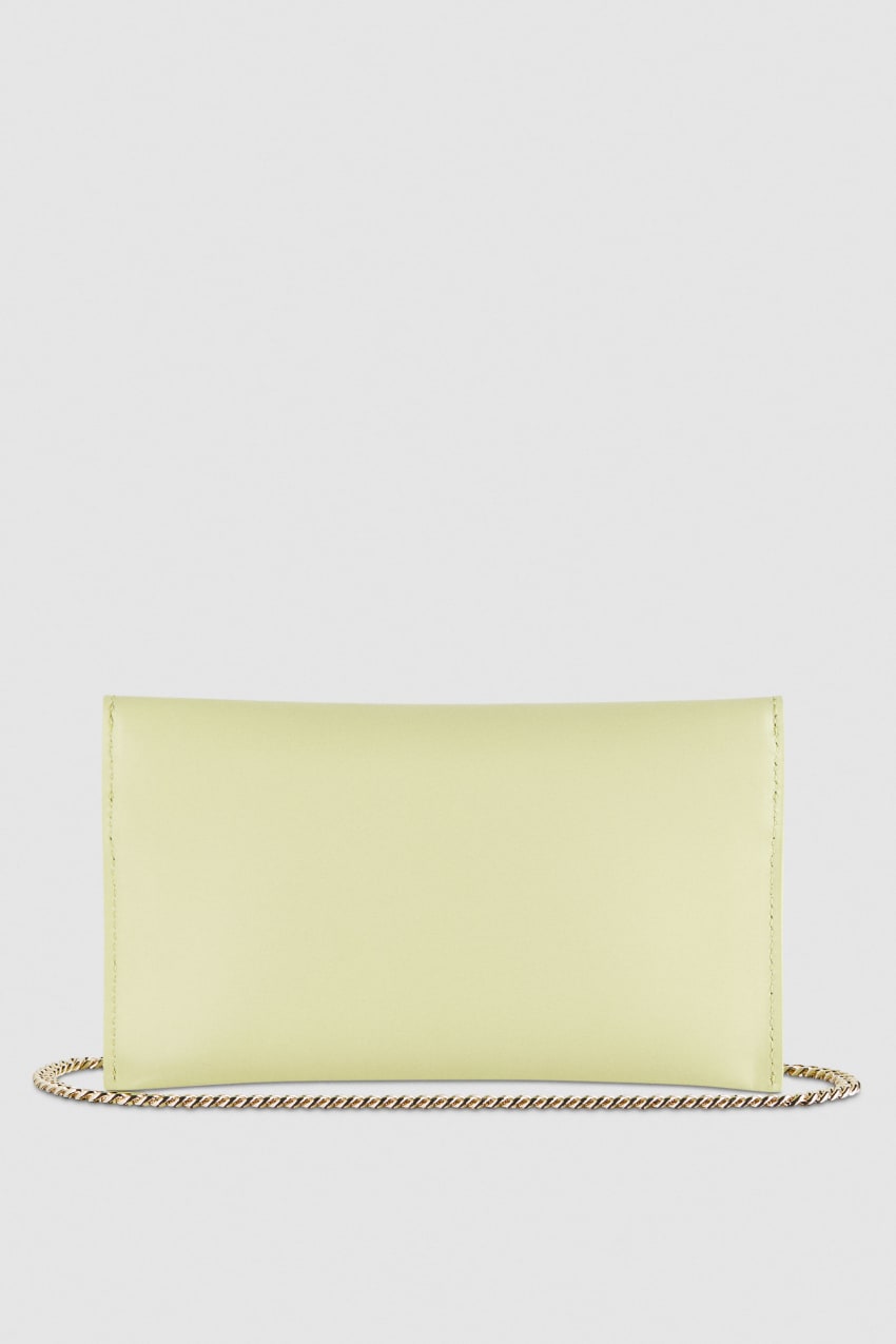 Patrizia Pepe Leather Clutch Bag With Chain Shoulder Strap Żółte | 4326GHKYR