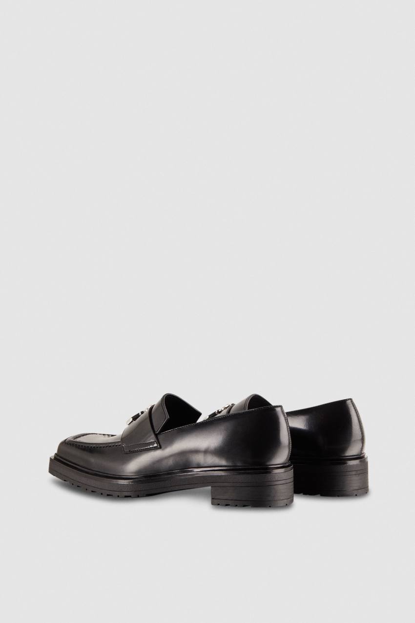 Patrizia Pepe Leather Square Toe Moccasins Czarne | 2579IATPM