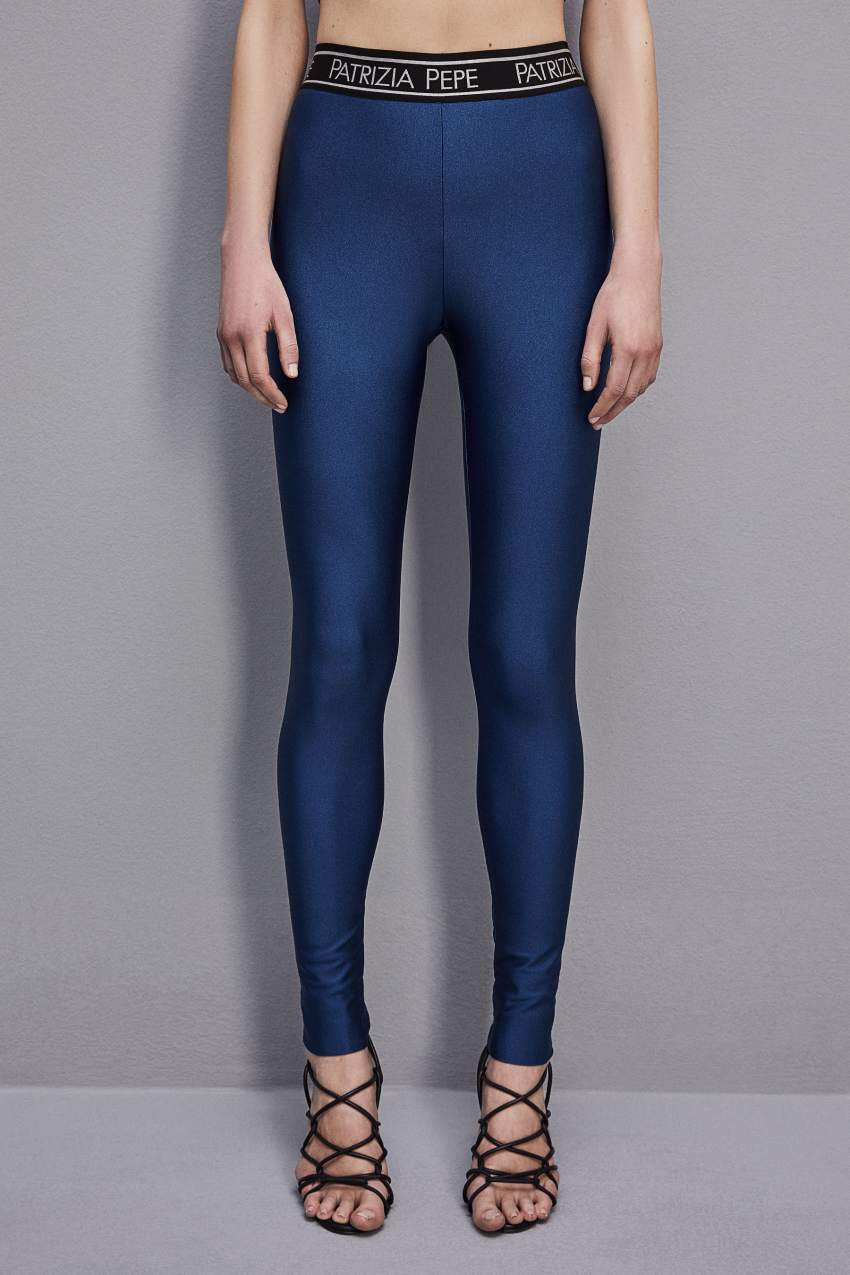 Patrizia Pepe Leggings In Technical Stretch Jersey Głęboka Niebieskie | 1386WHIGJ