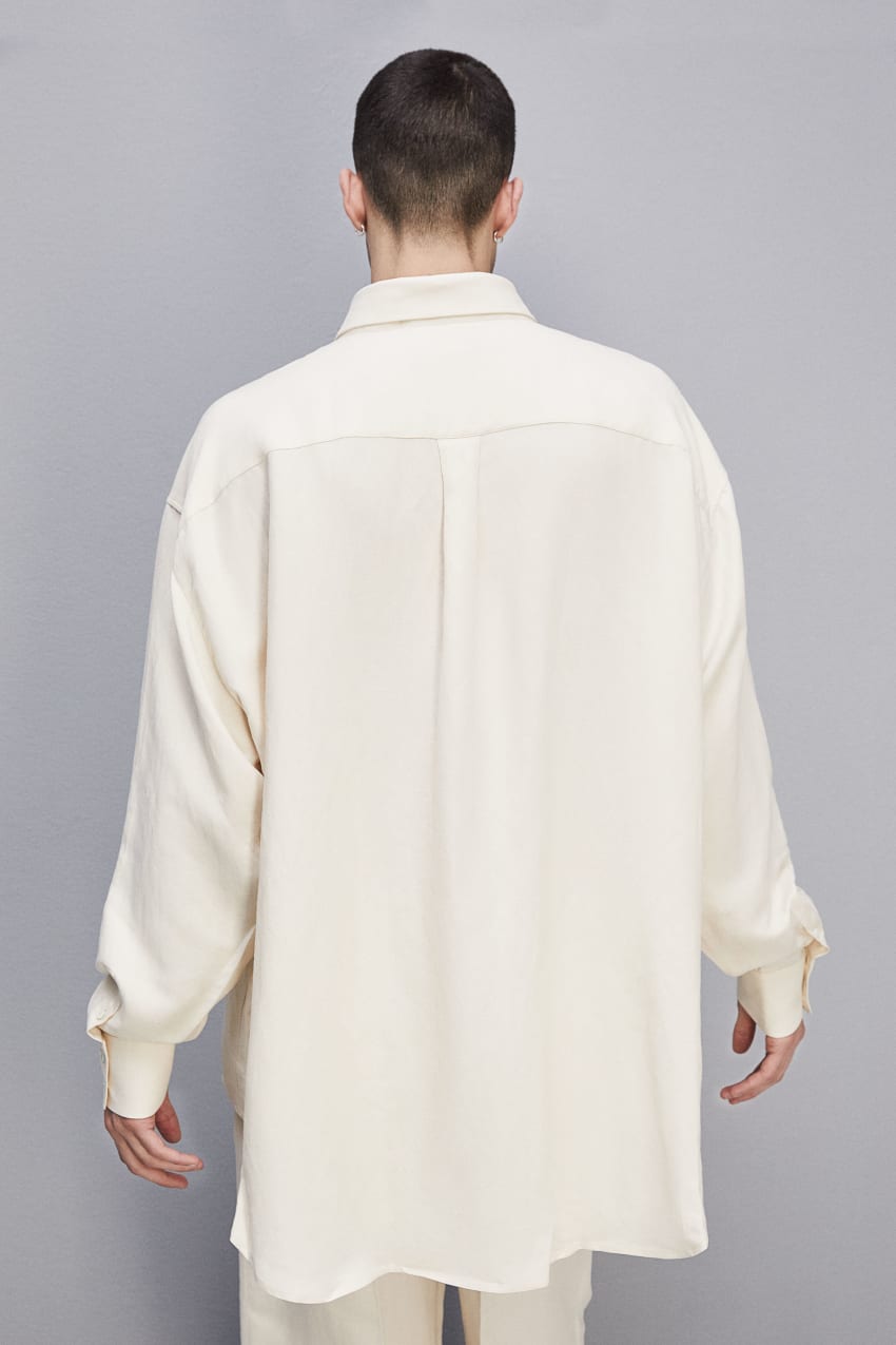 Patrizia Pepe Linen And Viscose Oversized Shirt Beżowe | 6572MPFAC