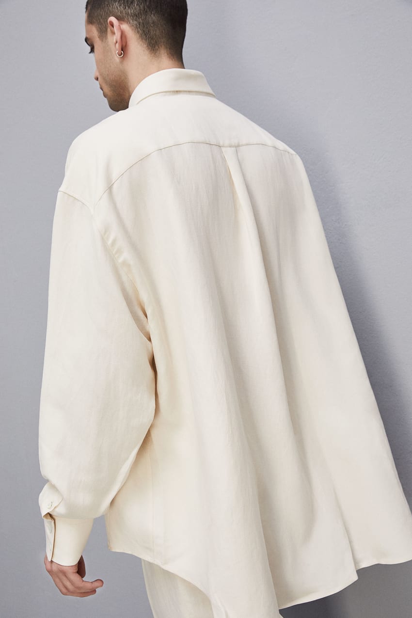 Patrizia Pepe Linen And Viscose Oversized Shirt Beżowe | 6572MPFAC