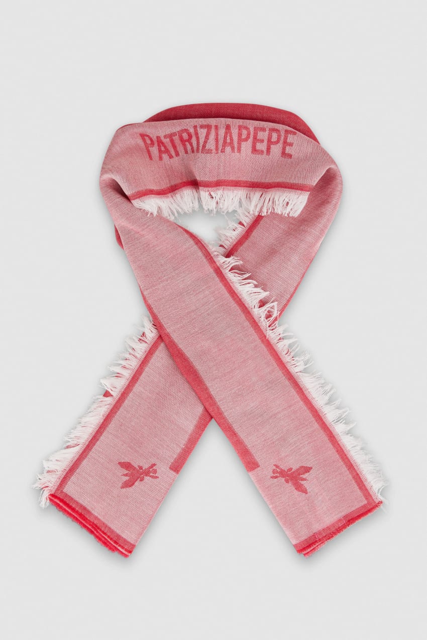 Patrizia Pepe Logo Print Scarf Różowe | 7085ZKBVR