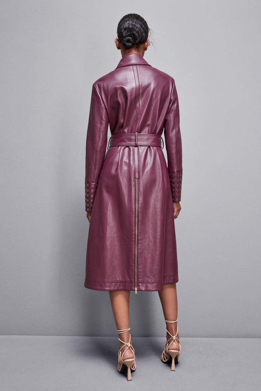 Patrizia Pepe Long Faux Leather Trench Coat With Zipper Fioletowe | 8641EUADS