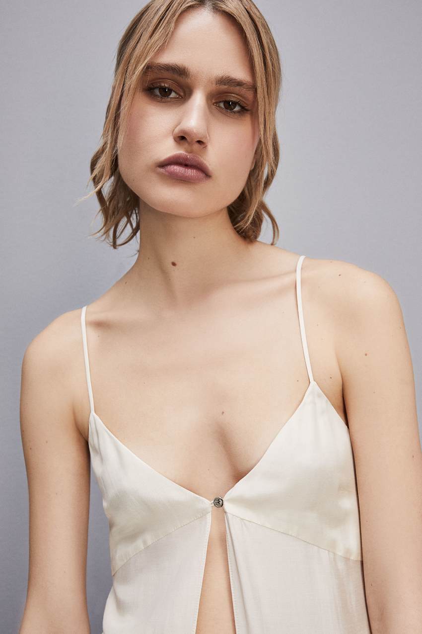 Patrizia Pepe Long Sleeveless Top In Pure Viscose Muslin Białe | 6503MQSZN