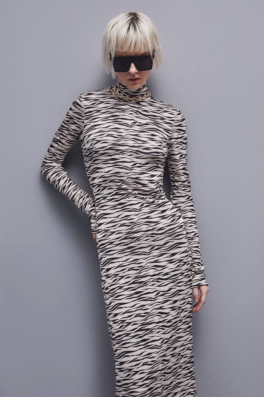 Patrizia Pepe Long Slim Fit Dress Animalier | 0276FPDXQ