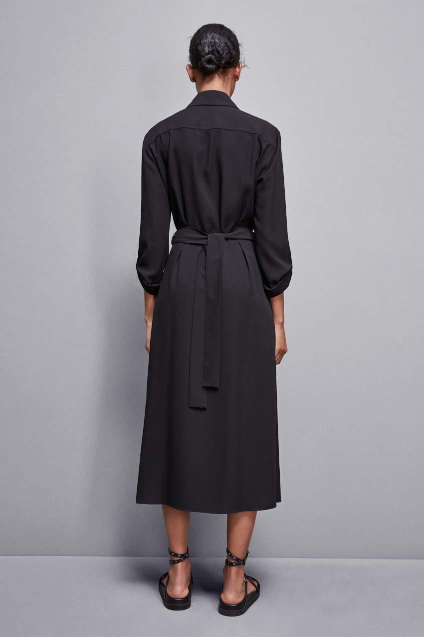 Patrizia Pepe Long-sleeved Chemisier Dress Czarne | 2613ULDWM