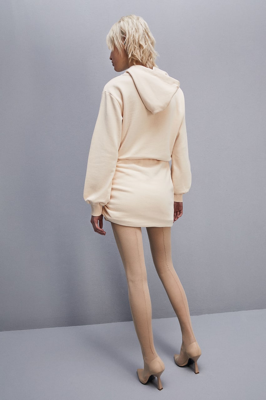 Patrizia Pepe Long-sleeved Fleece Dress Beżowe | 1730RGUOA