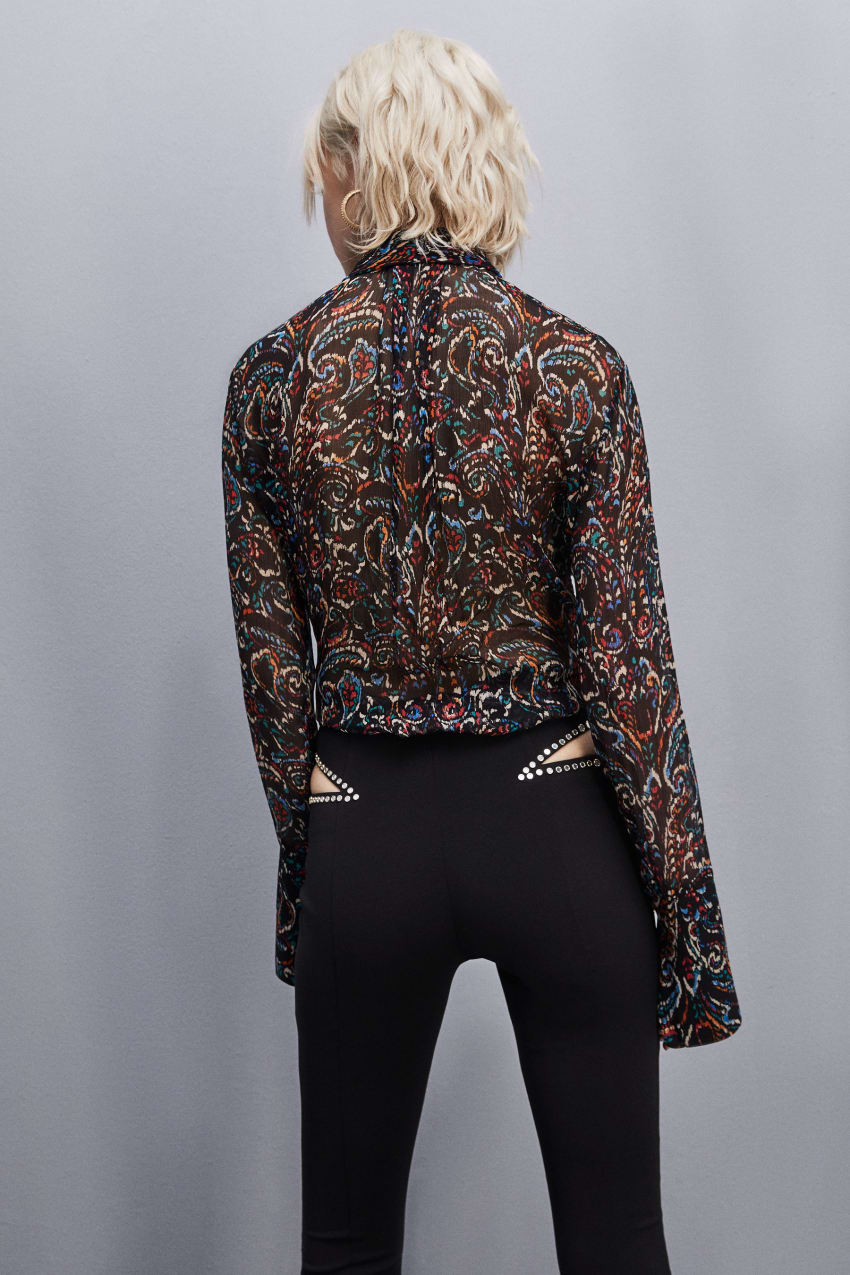 Patrizia Pepe Long-sleeved Printed Shirt Czarne | 2613QWHXC