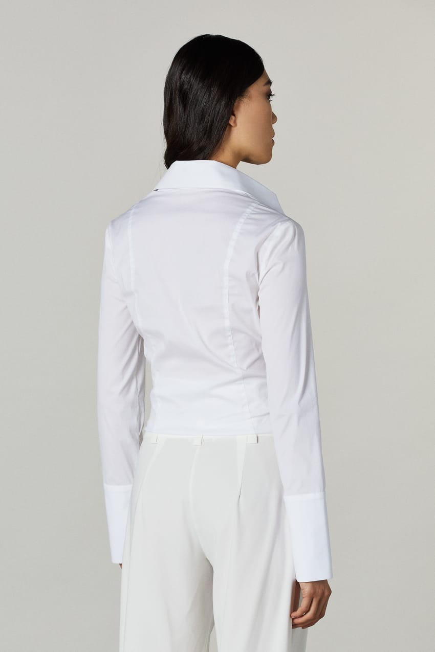 Patrizia Pepe Long-sleeved Shirt Białe | 8796MSJEX