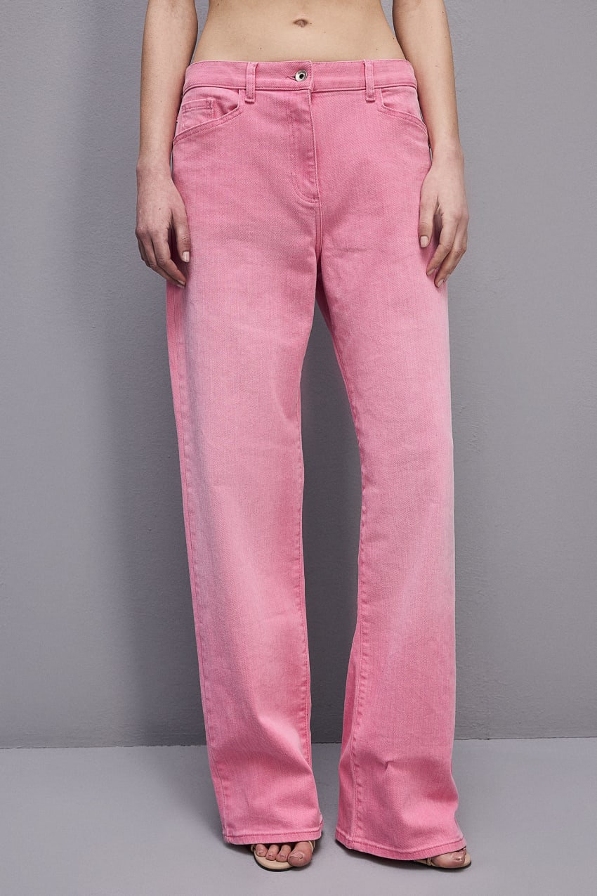 Patrizia Pepe Low Waist Straight Pants Różowe | 5180IWPVL