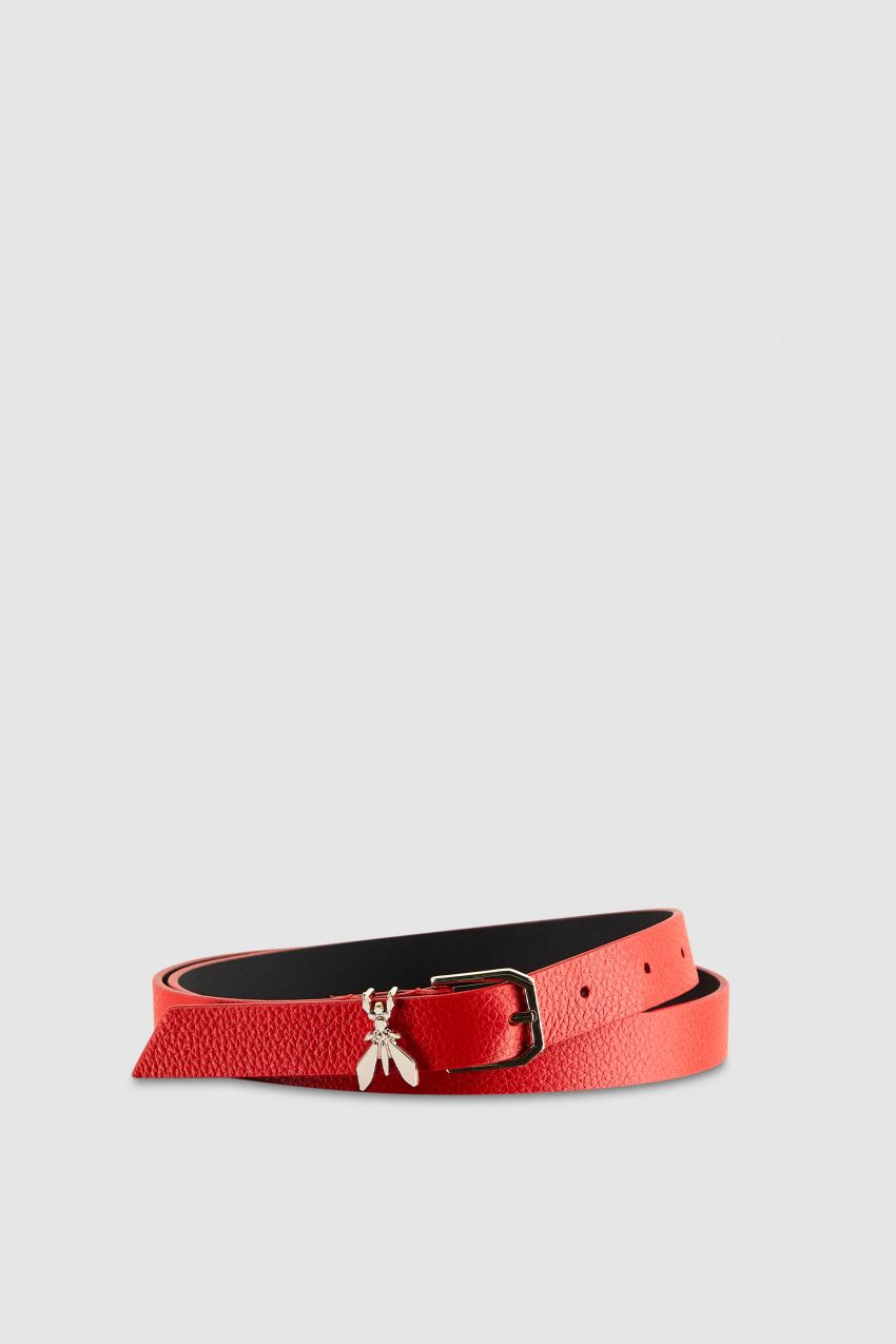 Patrizia Pepe Low-waist Hammered Leather Belt Czerwone | 0368DRNYB