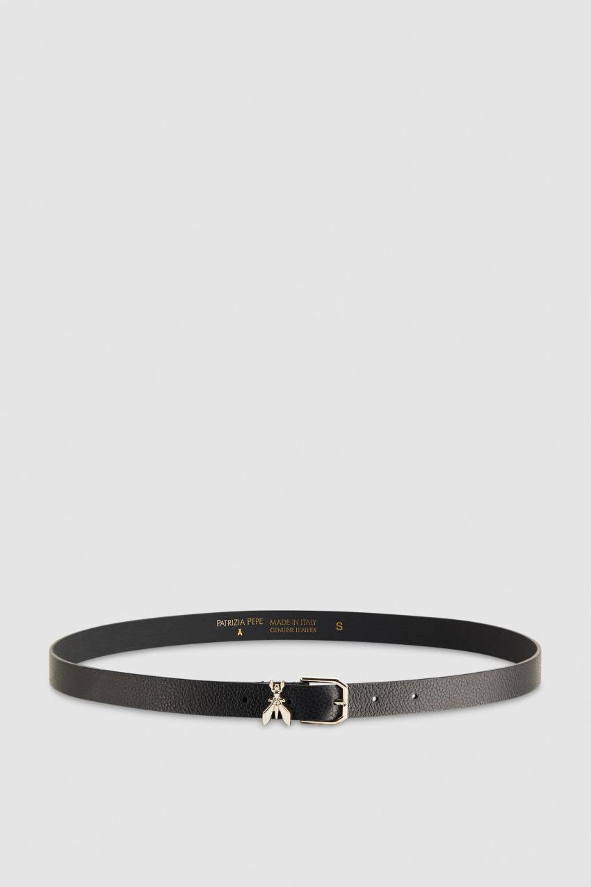 Patrizia Pepe Low-waist Hammered Leather Belt Czarne | 3956FLRJS