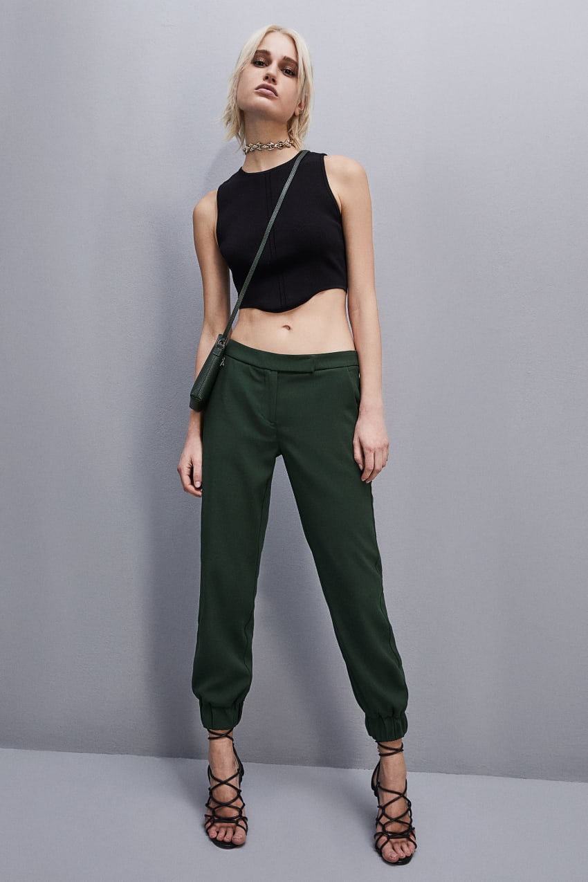 Patrizia Pepe Low-waisted Crepe Jogger Pants Zielone | 0346EAKXV