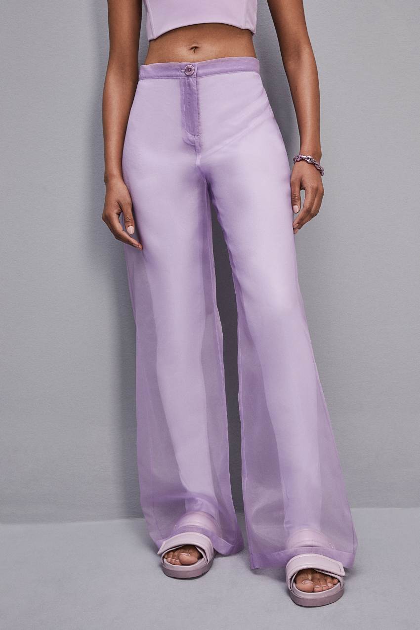 Patrizia Pepe Low-waisted Palazzo Fit Pants In Jersey Fioletowe | 8304JCPAU