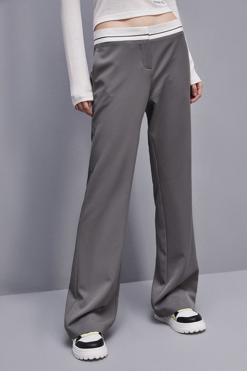 Patrizia Pepe Low-waisted Pants In Comfort Fabric Szare | 9367QZBDJ