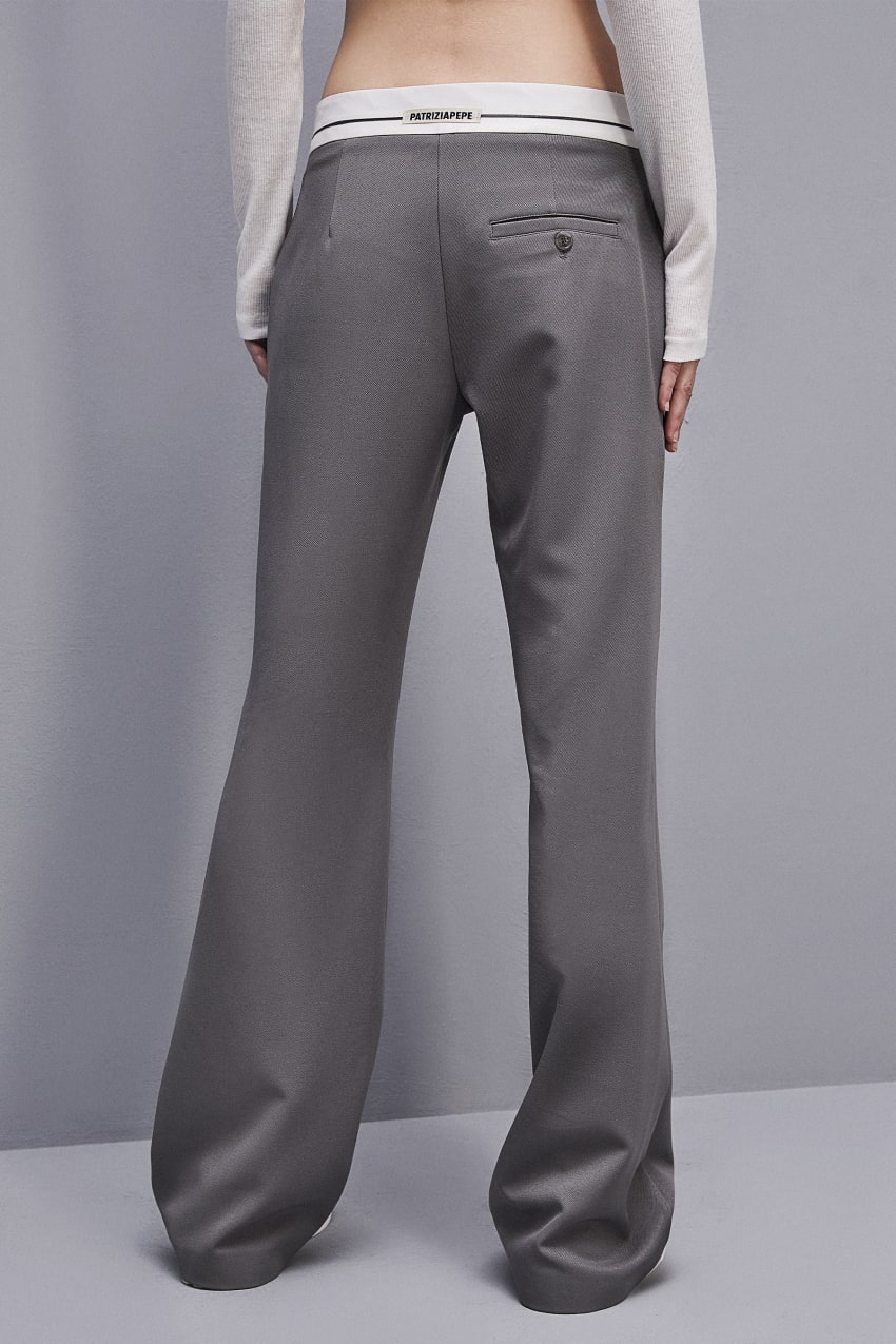 Patrizia Pepe Low-waisted Pants In Comfort Fabric Szare | 9367QZBDJ