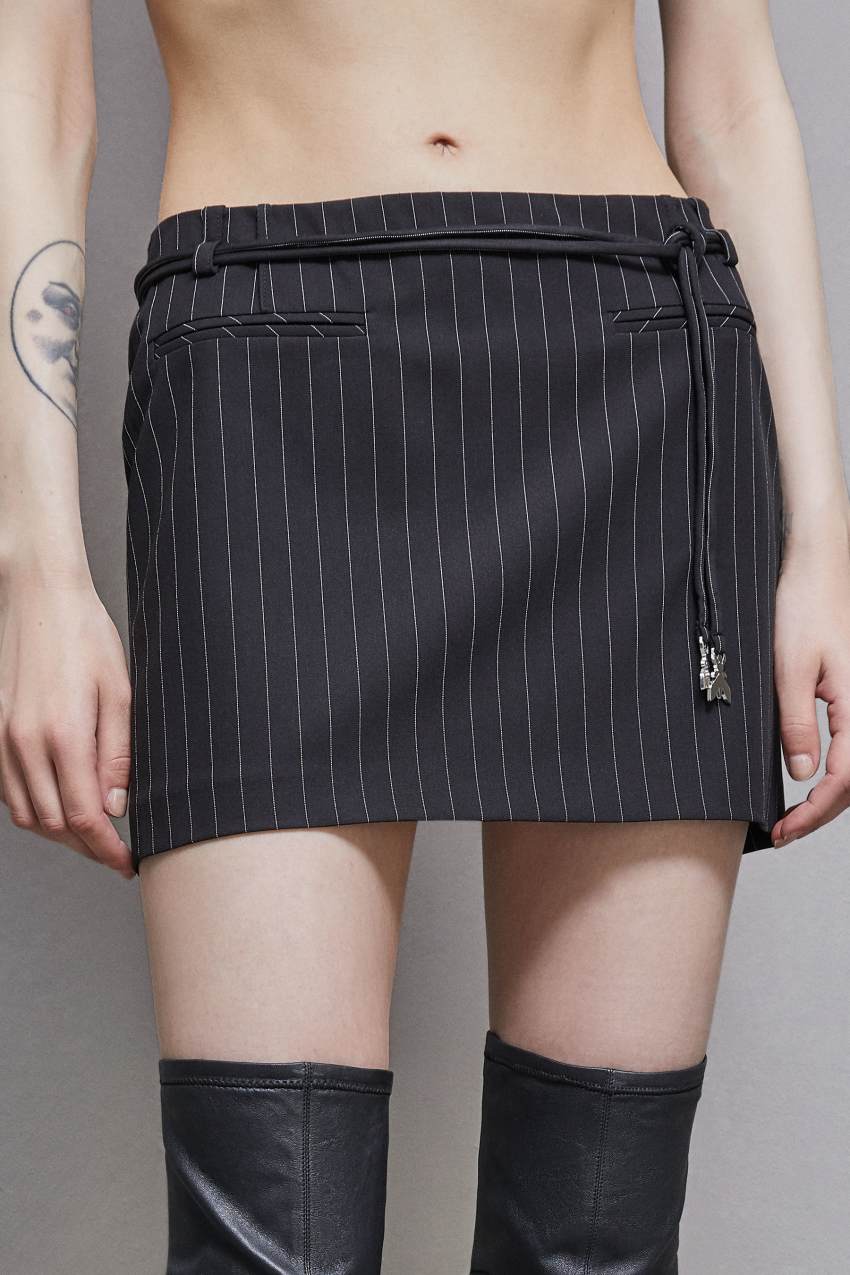 Patrizia Pepe Low-waisted Pinstripe Miniskirt Czarne | 6193GCYWV