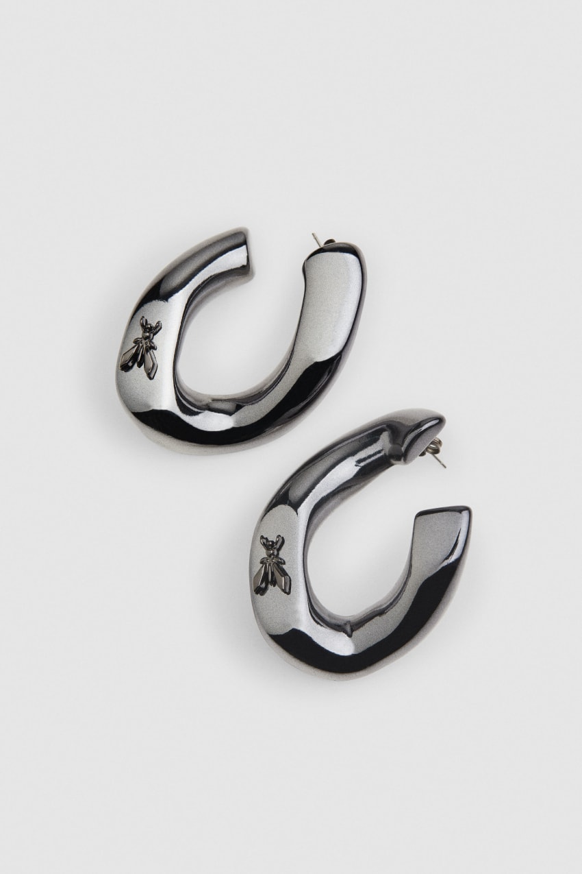 Patrizia Pepe Metal Earrings Czarne | 4793YIVQZ