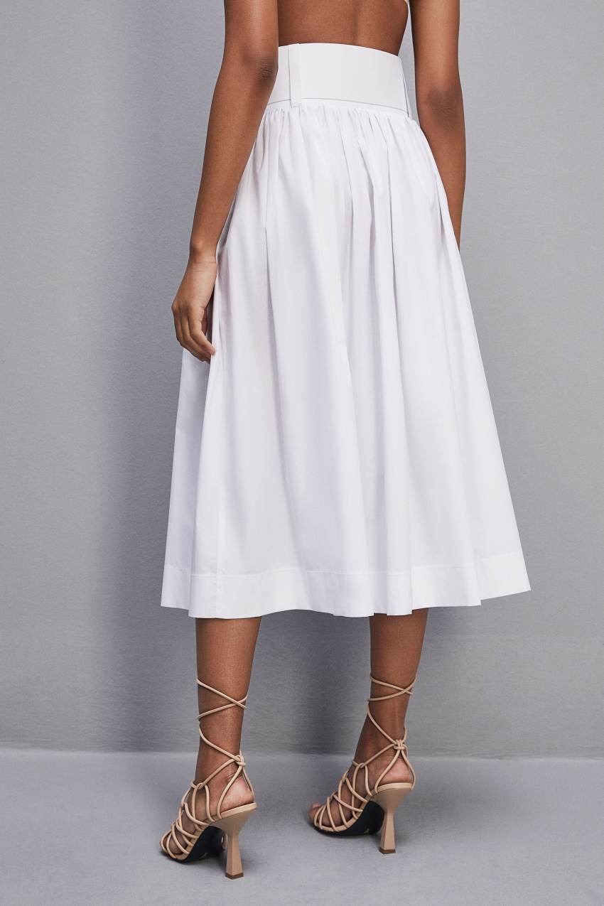 Patrizia Pepe Midi Flared Skirt With Belt Białe | 1794WKHZC