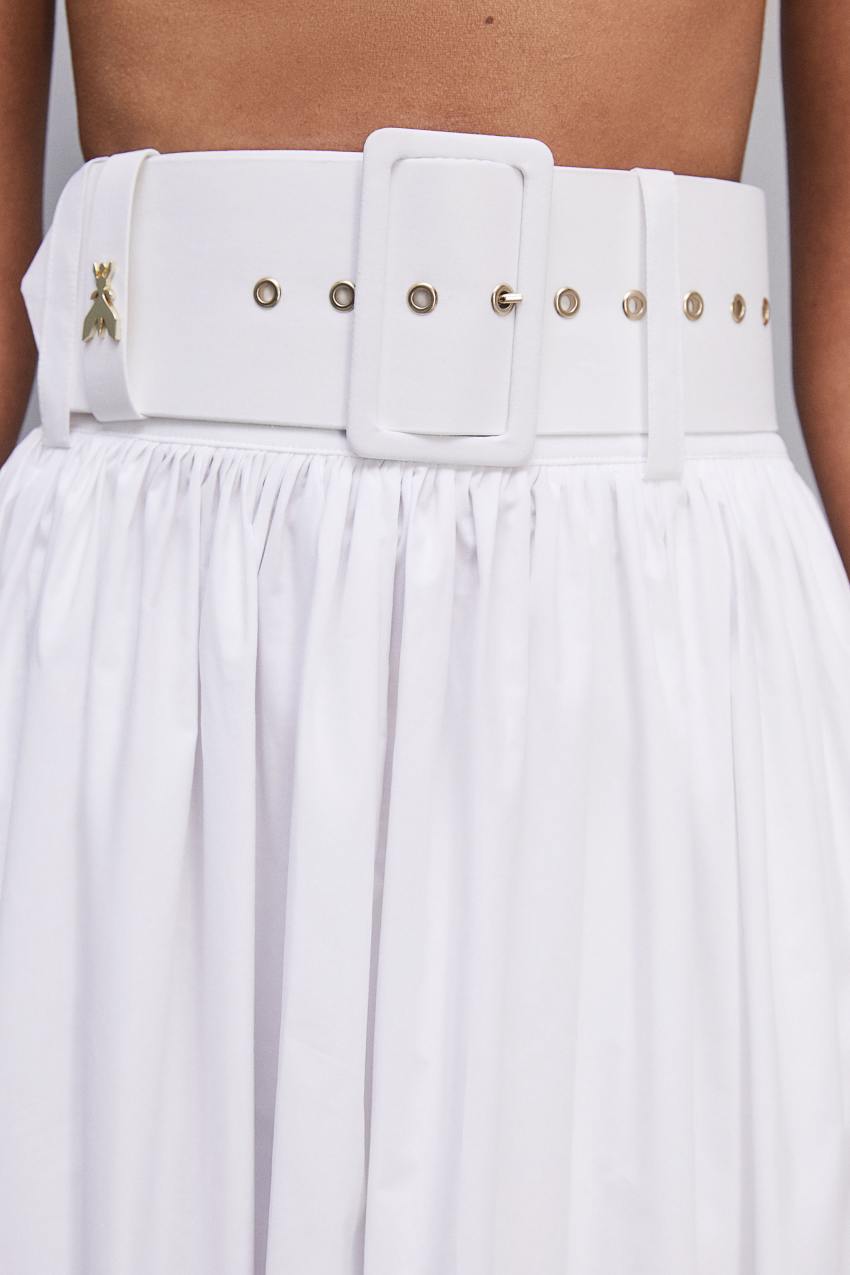 Patrizia Pepe Midi Flared Skirt With Belt Białe | 1794WKHZC