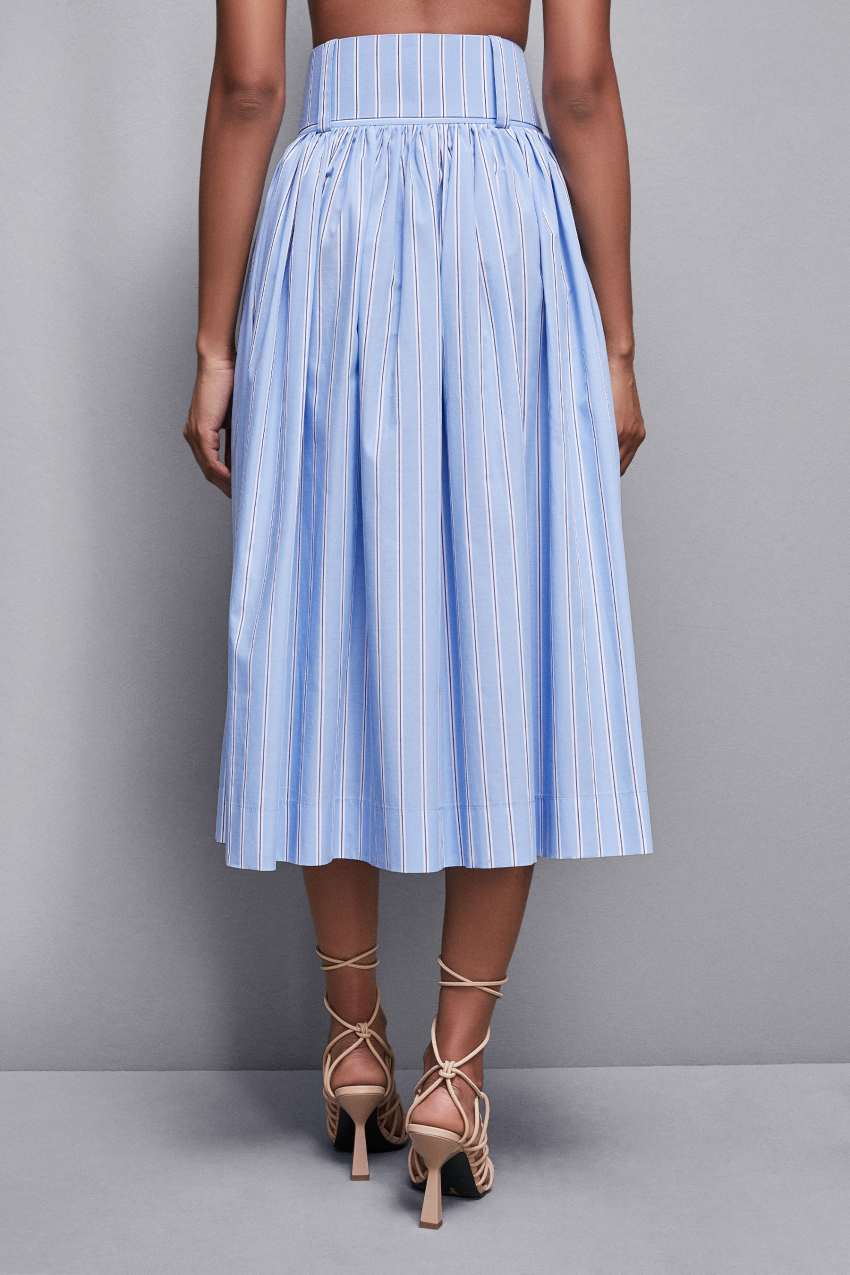 Patrizia Pepe Midi Flared Skirt With Belt Głęboka Niebieskie | 4296APILS